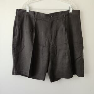 Nautica Rigger Classic Fit Men's Shorts 40 Black Silk Linen Pleated Resort Wear